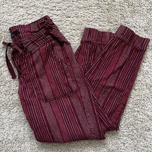 prAna linen pants burgundy stripe